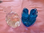 2 VTG Glass Birds Waterford Crystal Bird, Leo Ward Blue Bird Of Happiness Signed