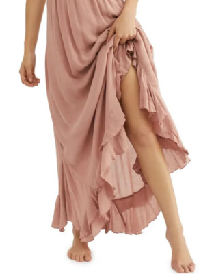 adella maxi slip rose pink lace dress Free People Adella Slip (Rose) Women's Dress