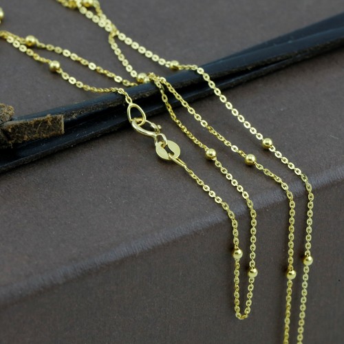 Cadena de puntos de oro amarillo macizo genuino de 18 quilates 50 cm hecha en Italia - Imagen 2 de 7