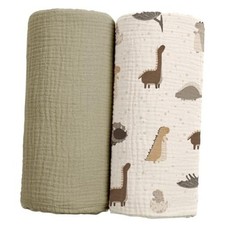 Baby Muslin Swaddle Blankets: Soft Receiving Blanket for Newborn - P-dinosaur