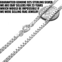 Guaranteed 925 Sterling Silver Box Chain Necklace w/ Strong Lobster Lock Italy  2
