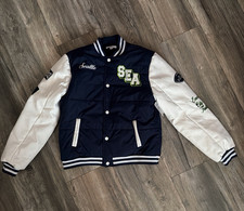 WEAR by Erin Andrews Varsity Jacket Seattle Seahawks NFL Navy White Size M