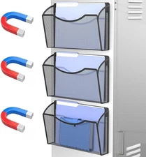 Magnetic Wall File Organizer,Hanging Wall Mounted File Folder Binder Holder Mail