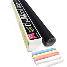 Extra Large Chalkboard Contact Paper 9 Feet Roll (108 Inches) + (5) Color Chalk