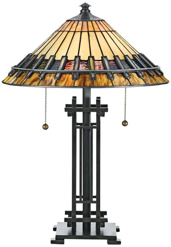 Quoizel Chastain 22 1/2" High Arts and Crafts Tiffany-Style Table Lamp - Picture 2 of 3