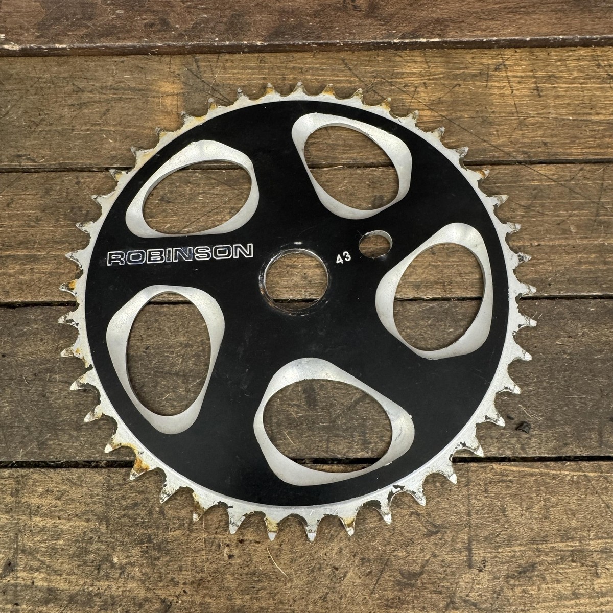 Vintage Robinson BMX 43T Sprocket Black Chainring Alloy 90s Old