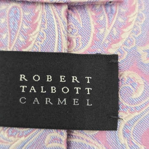 Robert Talbott Karmel 100 % Seide Jacquard Paisley rosa creme Krawatte hergestellt in den USA - Bild 3 von 9