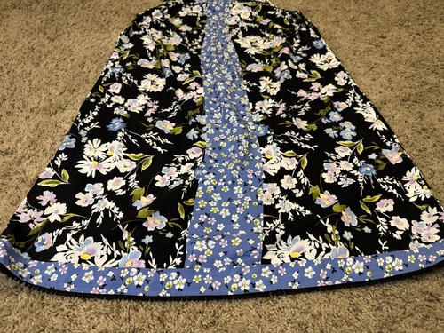 J Jill Shirt Dress Casual Boho Pleated Front Pockets Floral Blue Black Vacay S - Picture 6 of 9