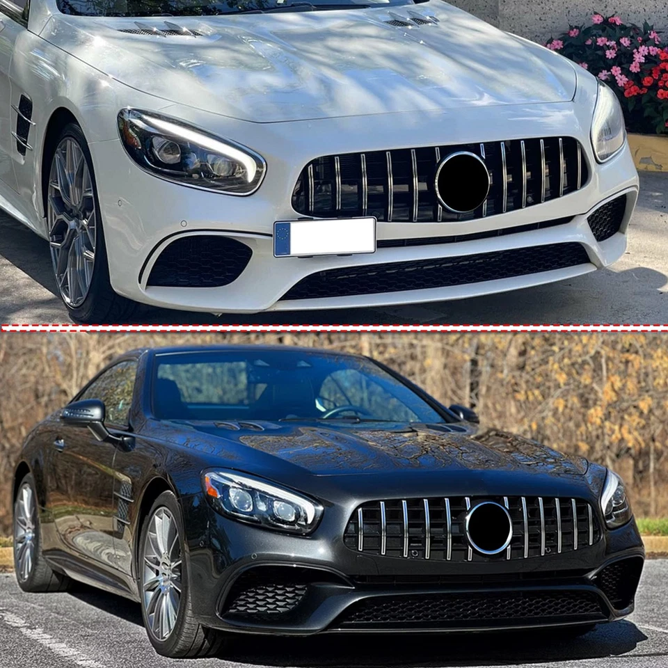 For Benz R231 SL550 SL450 2017-2022 GT Sytle Front Racing Grille w/ Chrome Trim Foto 2 de 4