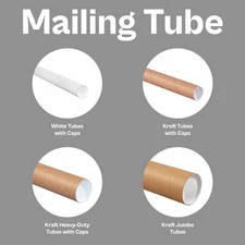 1-10" Kraft-White Shipping Mailing Tubes (Multi Size) Qty 6-50 Per Case