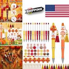 DIY Beaded Pens Kit for Thanksgiving 12 Pens with Colorful Beads and Tassels