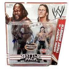 WWE MARK HENRY AND TRENT BARRETA SIGNED BATTLE PACK 2 PACK WITH JSA COA RARE