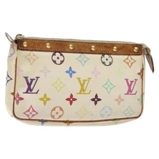 LOUIS VUITTON Multicolor Pochette Accessoires Pouch White M92649 Auth BA2896