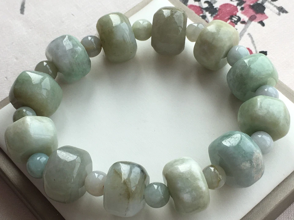 认证天然A级翡翠17毫米圆形弹性玉运气手链0319 — 第 2/4 张图片