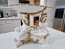 Huge Antique Minton Copeland Female Cherub Centrepiece White Gilt Porcelain