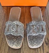 Hermes Omaha Sandal Slipper In Ombré Lizard Size 38 Original Box Worn 1 Time