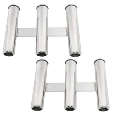 DasMarine 2-Pack 316 SS Wall-Mount Rod Rack – 3 Holders for Yacht/RV Use