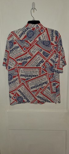 Pacsun Budweiser All Over Print Shirt Mens Size M Button Up - Picture 2 of 3