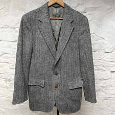 Harris Tweed VINTAGE Jacket Gray Herringbone Wool Sport Coat Size 40