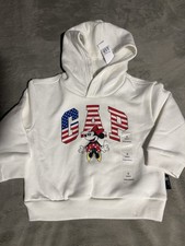Gap x Disney Minnie Mouse Graphic Fleece Pullover Hoodie White 2 Years