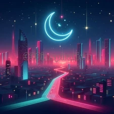 Digital Image Picture Photo Wallpaper Background Desktop Art Neon City #A143