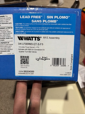 #ad 3 4 IN Lead Free Reduced Pressure Zone Backflow Preventers Backflow Flood Sensor $475.00