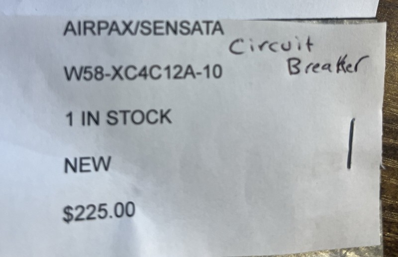Airpax/Sensata Circuit Breaker 10A 250VAC 50VDC P/N W58-XC4C12A-10
