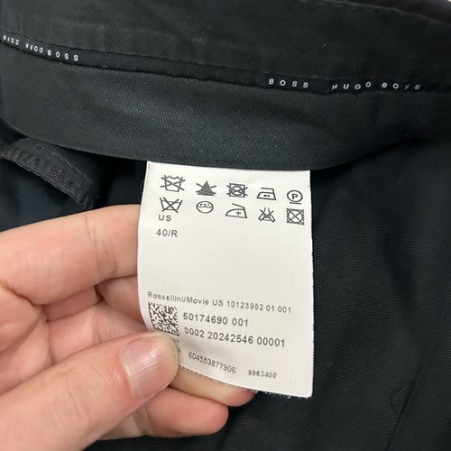 Hugo Boss Super 100 Suit Men's 40R Pants 32X30 Black Wool USA Made (Flaws) - Picture 17 of 17