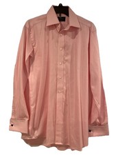 Paul Costelloe Men's 16  Pink Dress Shirt wBlack Accents French Cuff Long Sleeve