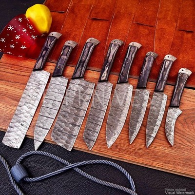 Damascus Chef Knife Set 8-Piece   Premium Kitchen Knives   Gift for Women