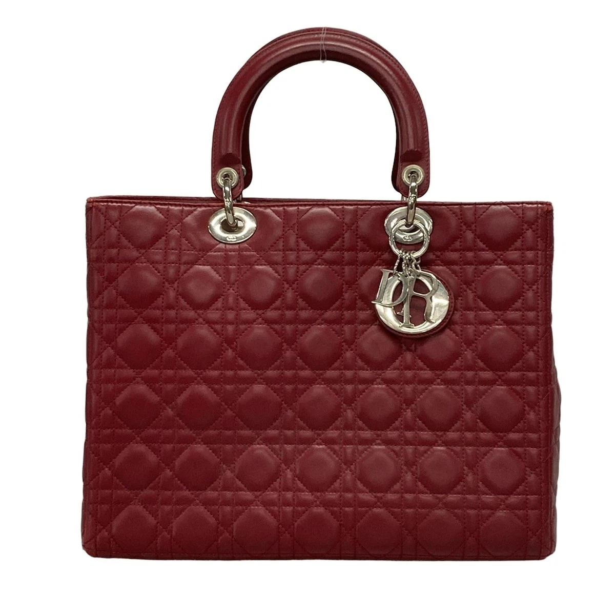 Grand sac authentique DIOR/ChristianDior Lady Dior   sac à main en cuir bordeaux