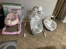 Ingenuity Gray Elephant Baby Swing with Music, Control Panel  Hanging Toys