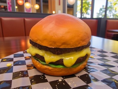 New Real Size Realistic Display Fake Food Prop Double Cheeseburger W/ Lettuce