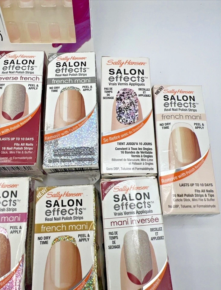 Lote de 11 Tiras de Unhas Sally Hansen Salon Effects + Conjunto de Unhas Sassy Chic Novo Pacote - Imagem 4 de 4