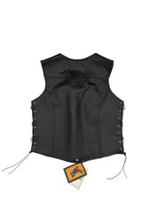 Women's Leather Vest Conceal Carry Pocket L Side Lace Snap Motorcycle Moto New