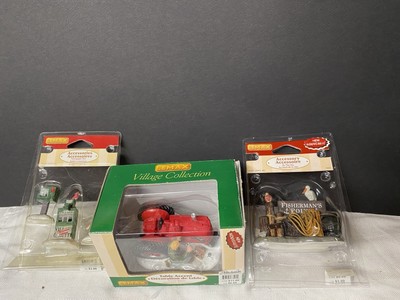 Lemax Village By The Sea, Newspaper Box, Tractor Repair Figurines.  Set Of 3