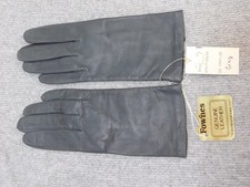 Fownes Gloves Womens 7 Gray Genuine Leather Dress Classic Lined Elegant New