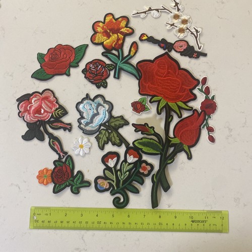Blume, Rose, bestickt Bügelbild Patch Stoff Handwerk Transfer 14 Stück Set - Bild 6 von 8