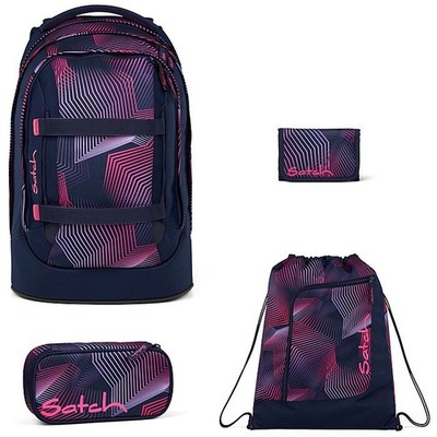 Schulrucksack Set Satch Pack Seismic Pink 4tlg. Sportbeutel Schlamperbox Geldb.