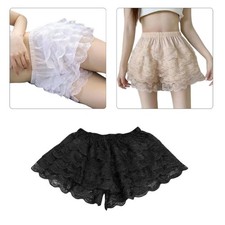 Layered Lace Trim Shorts for Women Safety Bottoms Half Slips Frilly Knickers
