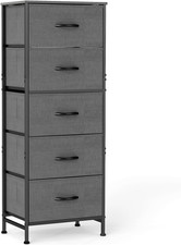 5 Drawer Dresser with Fabric Bins, Sturdy Steel Frame and Wood Top, Storage Orga