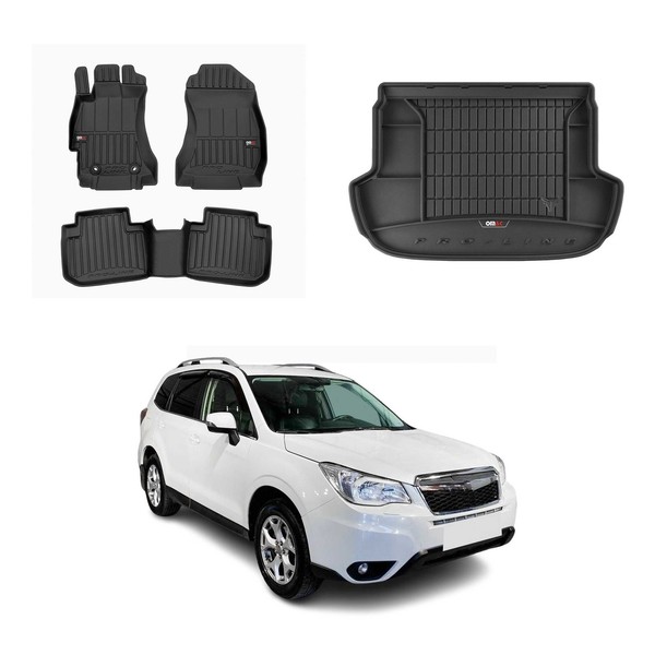 Omac FußMatten & Kofferraumwanne Set FüR Subaru Forester IV 2013-2018 Schwarz-image