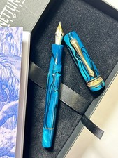 new! DELTA NETTUNO 1911 stilografica turchese marmorizzata placcato ORO - Fp