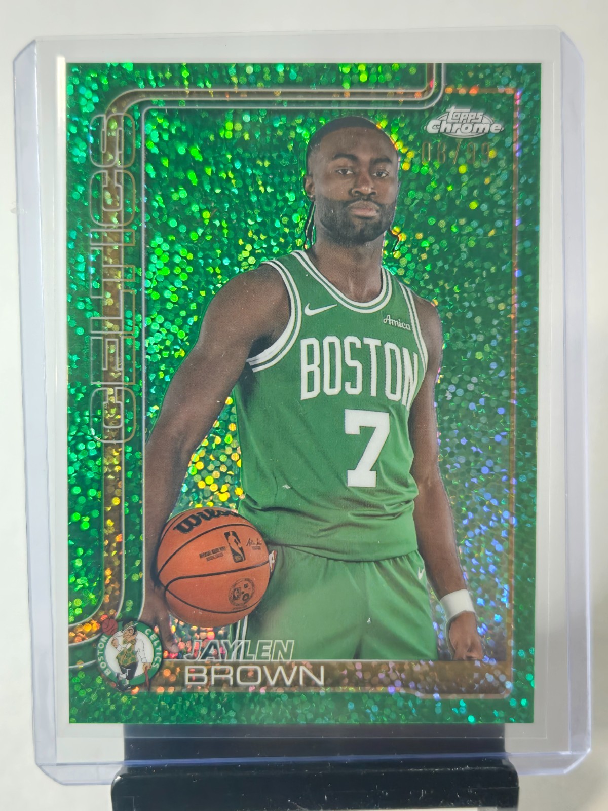 Jaylen Brown /99 Green Variation Chrome 2025-26 Topps Chrome #51 COLOR MATCH