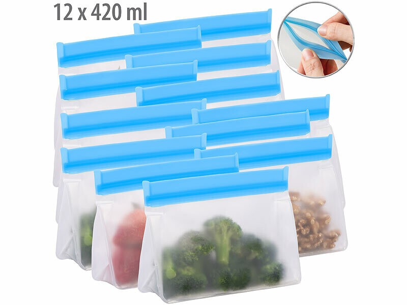 Sachet de conservation réutilisable 420ml emballage congélation lavable fond plat R