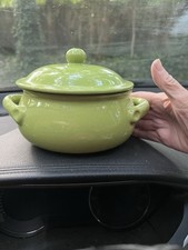 Vintage Terra-cotta serving dish green potter...