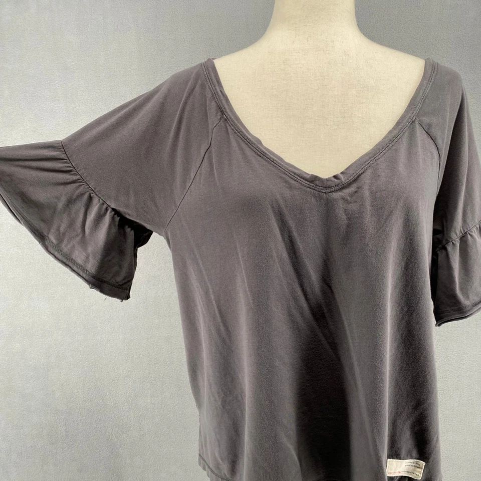 Camiseta Top Mujer Odd Molly Cuello en V Manga Volantes 2/M Gris Mariposa Algodón Foto 3 de 4