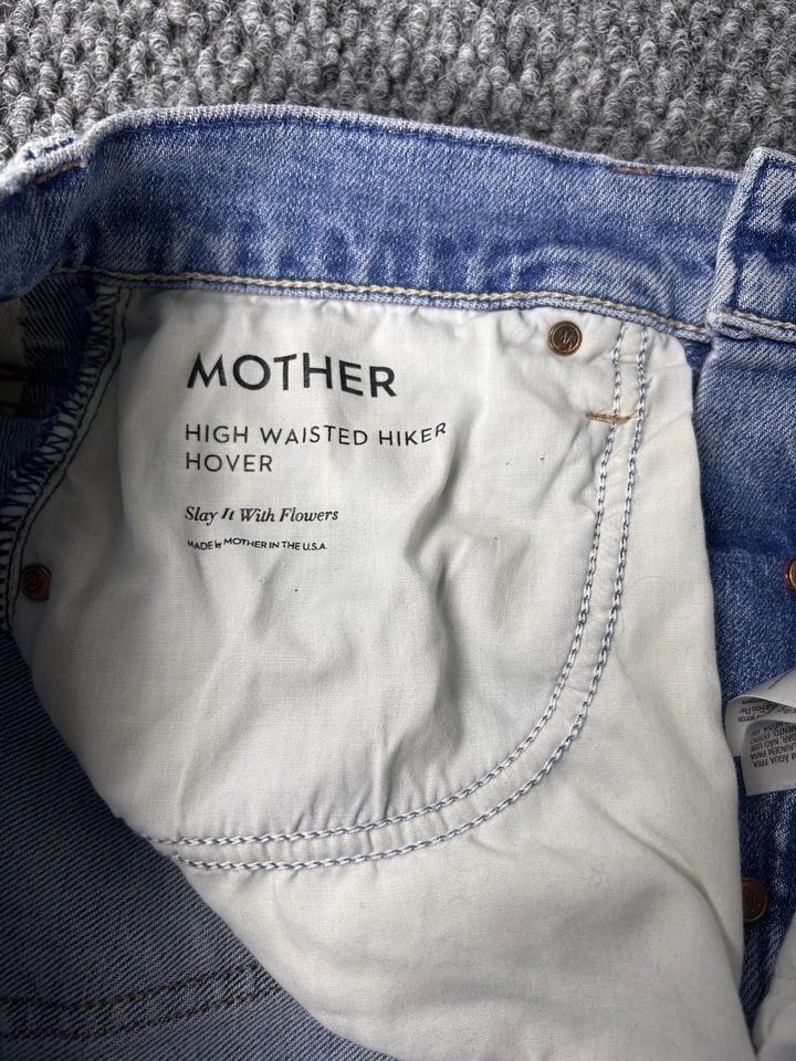 Mother Jeans Womens 27 Light Wash High Waisted Hiker Hover Distressed USA - Image 3 of 4