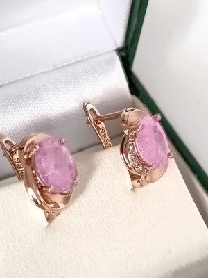 Vintage 1990-s 14 Ct Rolled Gold Pink Topaz Earrings-Hallmarked 585 RG11