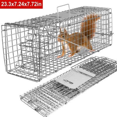 Live Animal Cage Trap 23.3''x7.3''x7.7'' Humane Cat Trap Raccoons Squirrels Mouse